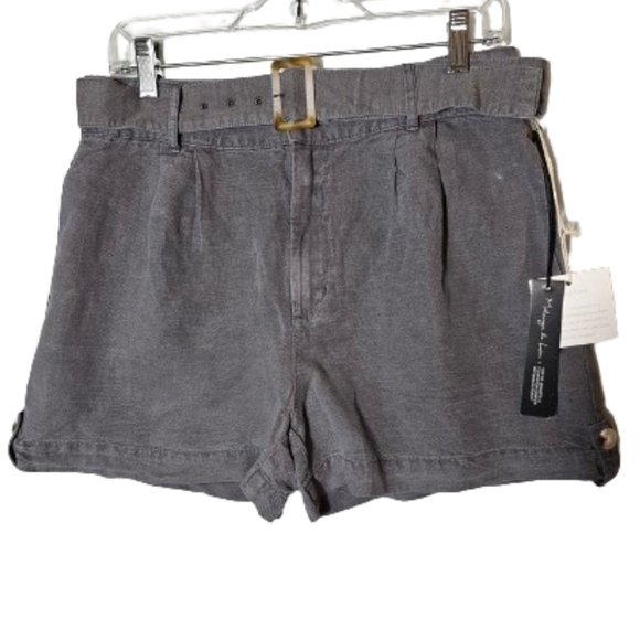 Nicole Miller Vintage Look Linen Blend Gray Shorts Women's Size 10 NWT - Picture 1 of 11